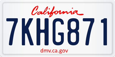 CA license plate 7KHG871
