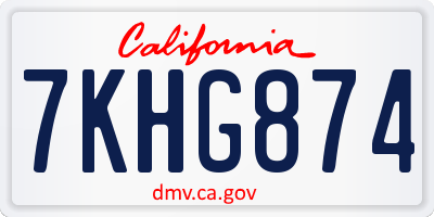 CA license plate 7KHG874