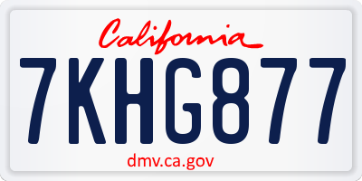 CA license plate 7KHG877