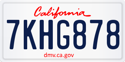 CA license plate 7KHG878