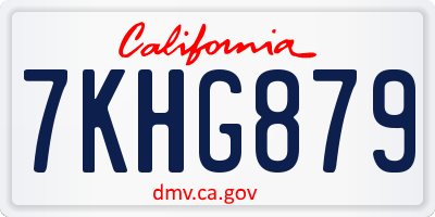 CA license plate 7KHG879