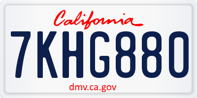 CA license plate 7KHG880