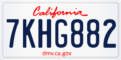 CA license plate 7KHG882