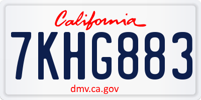 CA license plate 7KHG883