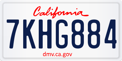 CA license plate 7KHG884