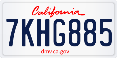 CA license plate 7KHG885