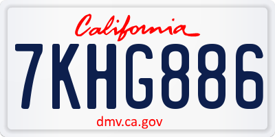 CA license plate 7KHG886