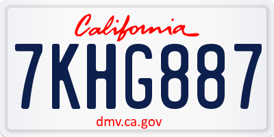CA license plate 7KHG887
