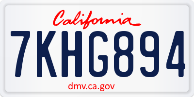CA license plate 7KHG894
