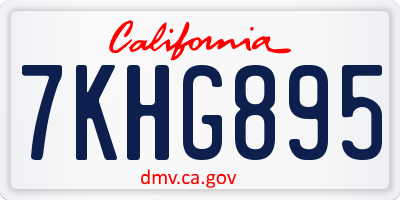 CA license plate 7KHG895