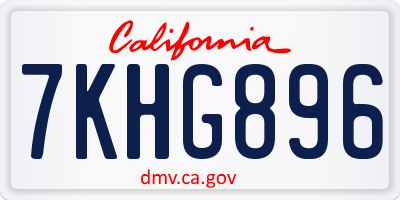 CA license plate 7KHG896