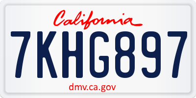 CA license plate 7KHG897