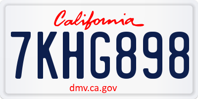 CA license plate 7KHG898