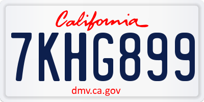 CA license plate 7KHG899