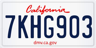 CA license plate 7KHG903