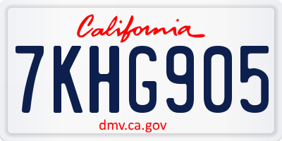CA license plate 7KHG905