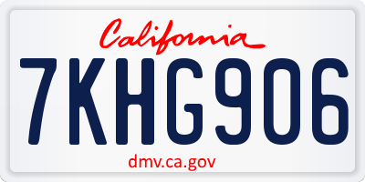CA license plate 7KHG906
