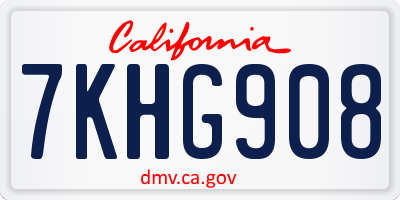 CA license plate 7KHG908
