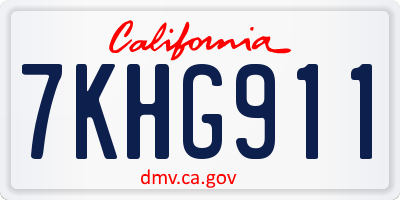 CA license plate 7KHG911