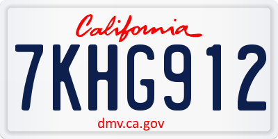 CA license plate 7KHG912