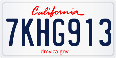 CA license plate 7KHG913