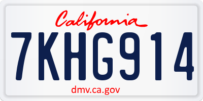 CA license plate 7KHG914