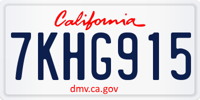 CA license plate 7KHG915