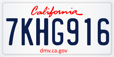 CA license plate 7KHG916