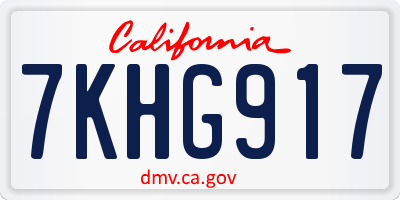 CA license plate 7KHG917