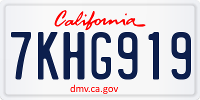 CA license plate 7KHG919