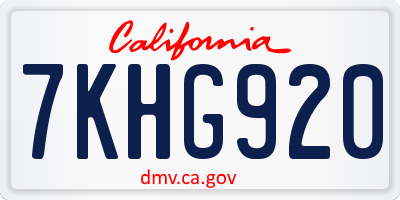 CA license plate 7KHG920