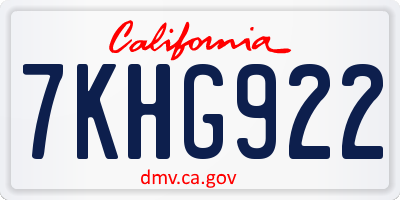 CA license plate 7KHG922