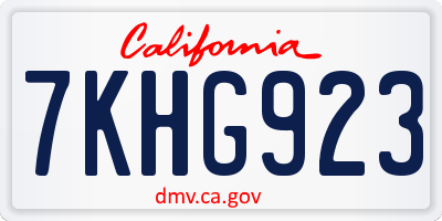 CA license plate 7KHG923