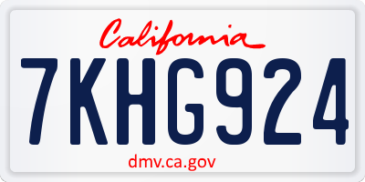 CA license plate 7KHG924