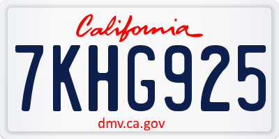 CA license plate 7KHG925