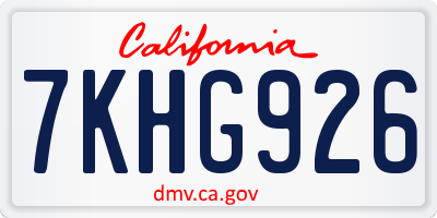 CA license plate 7KHG926