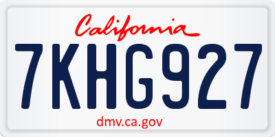 CA license plate 7KHG927