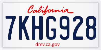 CA license plate 7KHG928
