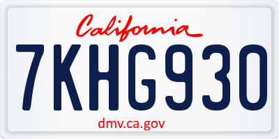 CA license plate 7KHG930