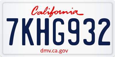 CA license plate 7KHG932