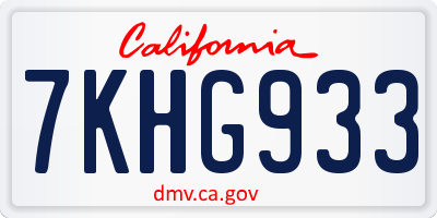 CA license plate 7KHG933