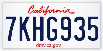 CA license plate 7KHG935
