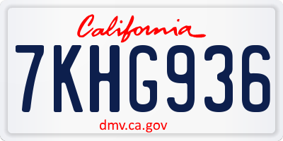 CA license plate 7KHG936