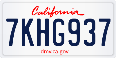 CA license plate 7KHG937