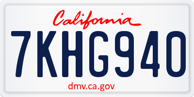 CA license plate 7KHG940