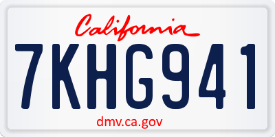 CA license plate 7KHG941