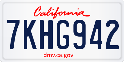 CA license plate 7KHG942