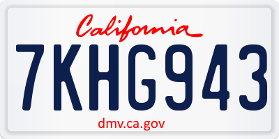 CA license plate 7KHG943