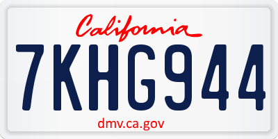 CA license plate 7KHG944
