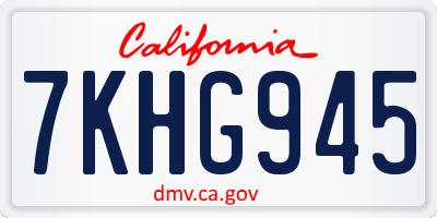 CA license plate 7KHG945